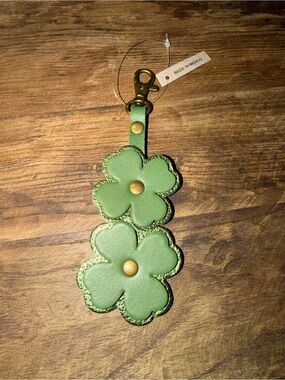 NWT Portland Leather Four-leaf clover keychain bag flair *discontinued* last one